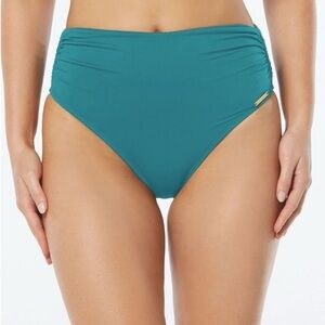 NWT Vince Camuto Blue Lagoon High-Waisted Bikini Bottom w/ Ruched Sides Sz S